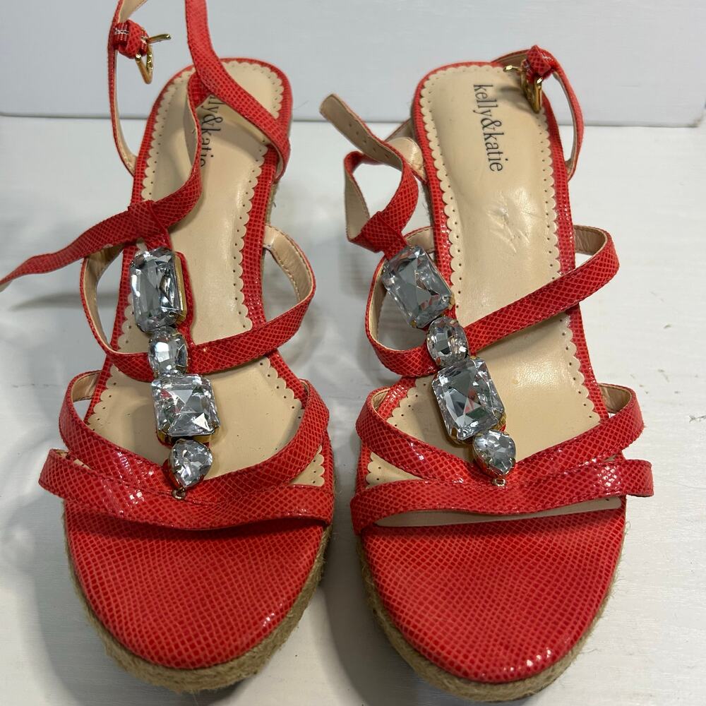Kelly & Katie Rachel Coral Espadrille Wedge 10